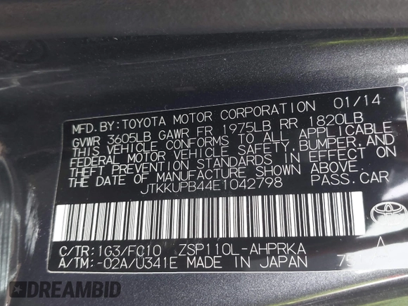2014 Scion xD with VIN JTKKUPB44E1042798, listed as a IAAI auction lot 41934263 with 30,390 mi miles and . Bid and sale history available at DreamBid. Image 9.