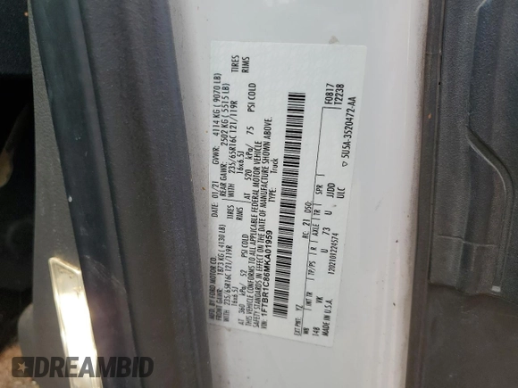 2021 Ford Transit Cargo with VIN 1FTBR1C86MKA01959, listed as a Copart auction lot 50876485 with 140,457 mi miles and Salvage Title. Bid and sale history available at DreamBid. Image 14.