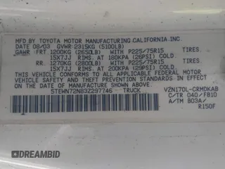 2003 Toyota Tacoma with VIN 5TEWN72N83Z297746, listed as a IAAI auction lot 40929205 with 179,632 mi miles. Bid and sale history available at carsss.com. Image 9.