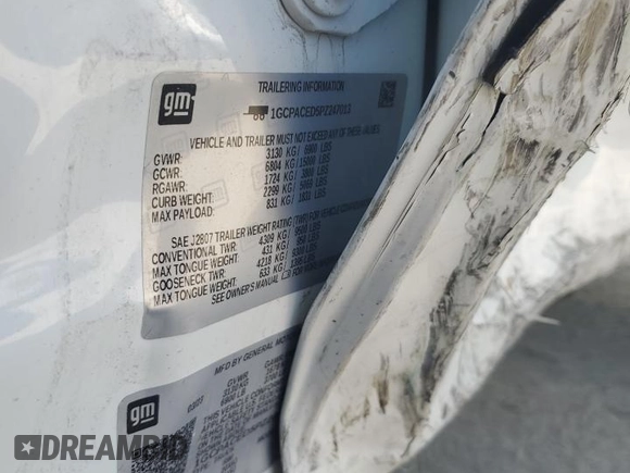 2023 Chevrolet Silverado 1500 LT with VIN 1GCPACED5PZ247013, listed as a Copart auction lot 49098885 with 36,518 mi miles and Salvage Title. Bid and sale history available at DreamBid. Image 12.