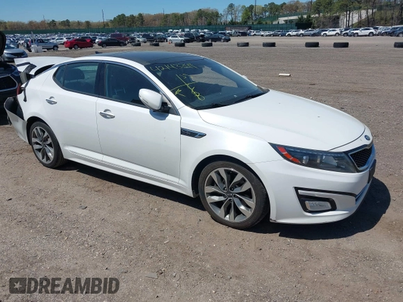 2014 Kia Optima SXL Turbo with VIN 5XXGR4A62EG283618, listed as a IAAI auction lot 42143349 with 82,070 mi miles and . Bid and sale history available at DreamBid. Image 1.