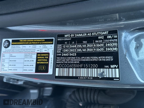 2017 Mercedes-Benz GLC with VIN WDC0G6EBXHF151200, listed as a Copart auction lot 45987335 with 63,927 mi miles and Clean Title. Bid and sale history available at carsss.com. Image 10.