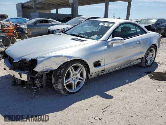 2007 Mercedes-Benz SL 550 with VIN WDBSK71F57F134782, listed as a Copart auction lot 47041625 with 54,995 mi miles and Salvage title. Bid and sale history available at DreamBid. Image 1.