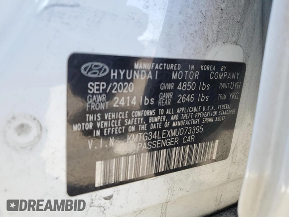 2021 Genesis G70 3.3T with VIN KMTG34LEXMU073395, listed as a Copart auction lot 43567435 with 149,093 mi miles and Salvage title. Bid and sale history available at DreamBid. Image 13.