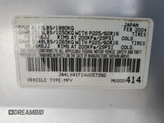 2004 Mitsubishi Outlander XLS z VIN JA4LX41F24U057392, wystawiony jako Copart lot #59284845 z przebiegiem 106 667 mil mil oraz Szkoda całkowita • Salvage title. Historia ofert i sprzedaży dostępna na DreamBid. Obrazek 13.