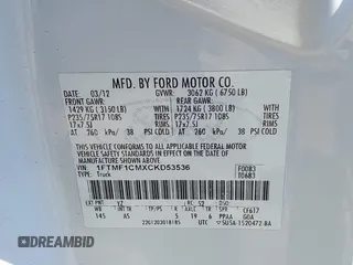 2012 Ford F-150 XL с VIN 1FTMF1CMXCKD53536, выставлен на аукционе IAAI как лот 42354374 с пробегом 303 651 миль миль и . История ставок и продаж доступна на DreamBid. Изображение 9.