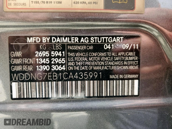 2012 Mercedes-Benz S 63 AMG z VIN WDDNG7EB1CA435991, wystawiony jako Copart lot #57146435 z przebiegiem 117 647 mil mil oraz Szkoda całkowita • Salvage title. Historia ofert i sprzedaży dostępna na DreamBid. Obrazek 12.