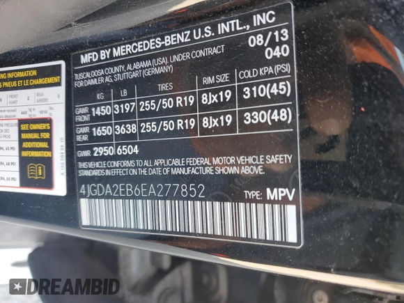 2014 Mercedes-Benz M 350 с VIN 4JGDA2EB6EA277852, выставлен на аукционе Copart как лот 63293025 с пробегом 139 076 миль миль и Списание • Salvage title. История ставок и продаж доступна на DreamBid. Изображение 13.