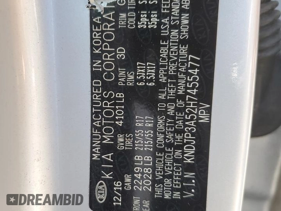 2017 Kia Soul + with VIN KNDJP3A52H7455477, listed as a Copart auction lot 54741705 with 137,417 mi miles and Salvage Title. Bid and sale history available at carsss.com. Image 12.