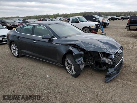 2021 Audi A5 Sportback Premium with VIN WAUABCF58MA062598, listed as a Copart auction lot 49199743 with 0 mi miles and Salvage Title. Bid and sale history available at carsss.com. Image 4.