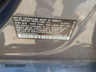 2014 Volkswagen Passat S with VIN 1VWAT7A31EC059218, listed as a IAAI auction lot 42406929 with 85,287 mi miles and . Bid and sale history available at DreamBid. Image 9.