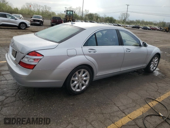 2007 Mercedes-Benz S 550 with VIN WDDNG71XX7A102888, listed as a Copart auction lot 54901285 with 214,792 mi miles and Salvage Title. Bid and sale history available at DreamBid. Image 3.