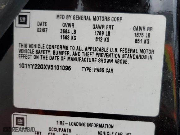 1997 Chevrolet Corvette with VIN 1G1YY22GXV5101096, listed as a Copart auction lot 73990654 with 0 mi miles and Salvage Title. Bid and sale history available at carsss.com. Image 13.