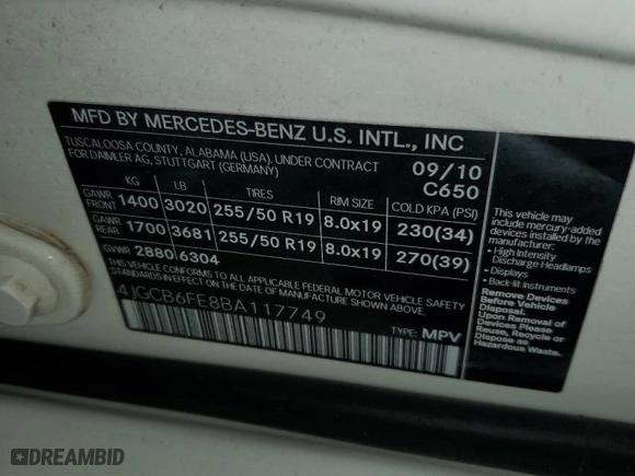 2011 Mercedes-Benz R-Class R 350 with VIN 4JGCB6FE8BA117749, listed as a Copart auction lot 45340435 with 132,215 mi miles and Salvage Title. Bid and sale history available at carsss.com. Image 13.