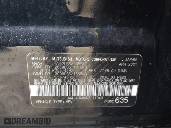 2022 Mitsubishi Outlander SE z VIN JA4J4UA86NZ011943, wystawiony jako IAAI lot #42101932 z przebiegiem 86 261 mil mil oraz . Historia ofert i sprzedaży dostępna na DreamBid. Obrazek 9.