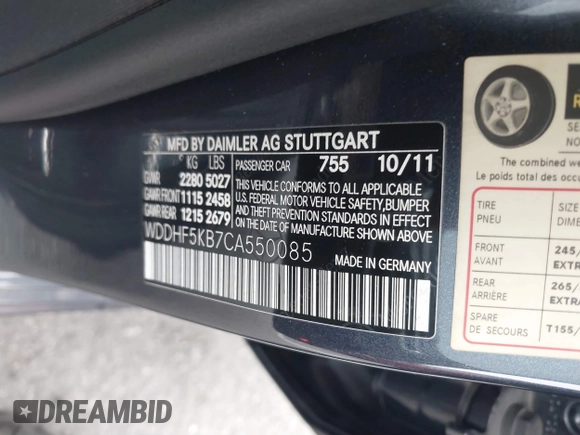 2012 Mercedes-Benz E E 350 Luxury with VIN WDDHF5KB7CA550085, listed as a IAAI auction lot 40112623 with 103,023 mi miles and . Bid and sale history available at carsss.com. Image 9.