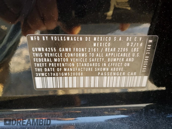2016 Volkswagen Golf SportWagen TSI S with VIN 3VWC17AU1GM520068, listed as a Copart auction lot 75169214 with 103,329 mi miles and Salvage Title. Bid and sale history available at carsss.com. Image 13.