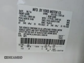 2016 Ford Edge SEL with VIN 2FMPK3J90GBC39916, listed as a Copart auction lot 50615135 with 77,845 mi miles and Salvage Title. Bid and sale history available at carsss.com. Image 13.