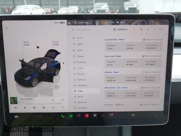 2023 Tesla Model Y Long Range with VIN 7SAYGDEE7PA194998, listed as a IAAI auction lot 41787170 with 16,221 mi miles and . Bid and sale history available at DreamBid. Image 7.