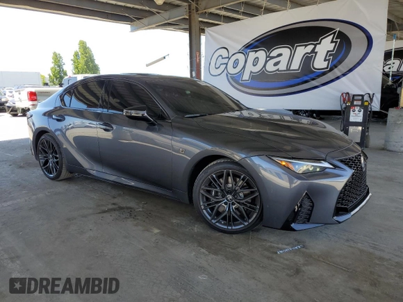 2025 Lexus IS 500 F Sport Performance with VIN JTHAP1D21S5007187, listed as a Copart auction lot 55784875 with 6,084 mi miles and Salvage title. Bid and sale history available at DreamBid. Image 4.