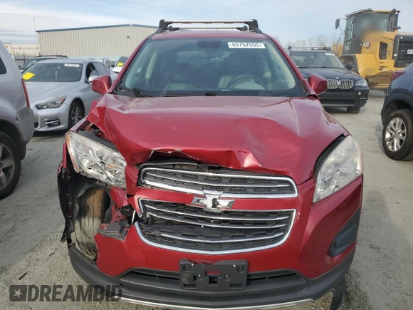 2015 Chevrolet Trax LT with VIN KL7CJLSB4FB099233, listed as a Copart auction lot 45752555 with 78,326 mi miles and Salvage Title. Bid and sale history available at carsss.com. Image 5.
