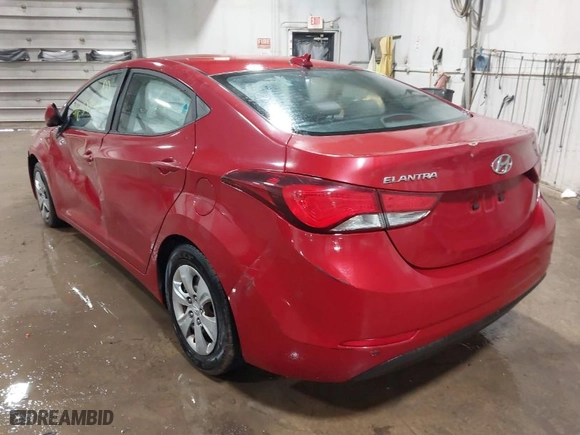2016 Hyundai Elantra SE with VIN KMHDH4AE9GU573652, listed as a IAAI auction lot 41652780 with 124,897 mi miles. Bid and sale history available at carsss.com. Image 3.