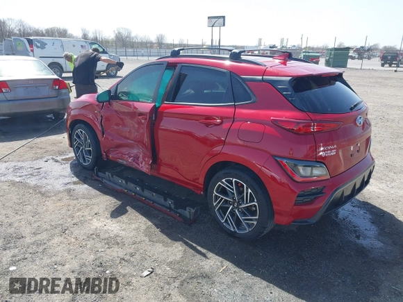 2023 Hyundai Kona N Line with VIN KM8K33A39PU951418, listed as a IAAI auction lot 41834000 with 31,046 mi miles and . Bid and sale history available at carsss.com. Image 3.