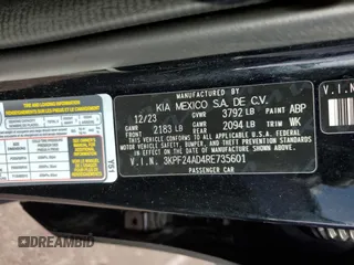 2024 Kia Forte LXS with VIN 3KPF24AD4RE735601, listed as a Copart auction lot 47137625 with 31,780 mi miles and Salvage Title. Bid and sale history available at carsss.com. Image 10.