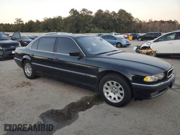 2001 BMW 7 Series 740iL with VIN WBAGH83481DP27673, listed as a Copart auction lot 75961134 with 149,120 mi miles and Salvage Title. Bid and sale history available at carsss.com. Image 4.