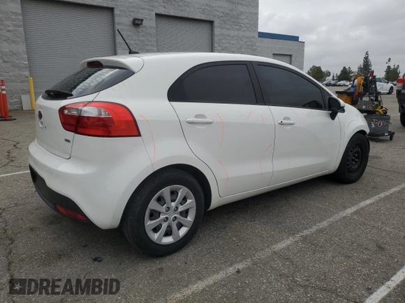 2013 Kia Rio LX with VIN KNADM5A36D6296654, listed as a Copart auction lot 55194435 with 100,895 mi miles and Salvage Title. Bid and sale history available at DreamBid. Image 3.