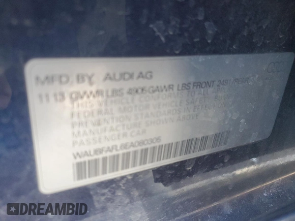 2014 Audi A4 Premium with VIN WAUBFAFL6EA080305, listed as a Copart auction lot 45357845 with 120,508 mi miles and Salvage Title. Bid and sale history available at carsss.com. Image 14.