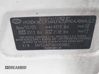 2006 Hyundai Sonata GLS with VIN 5NPEU46F06H069960, listed as a IAAI auction lot 41955094 with 120,662 mi miles and . Bid and sale history available at DreamBid. Image 9.