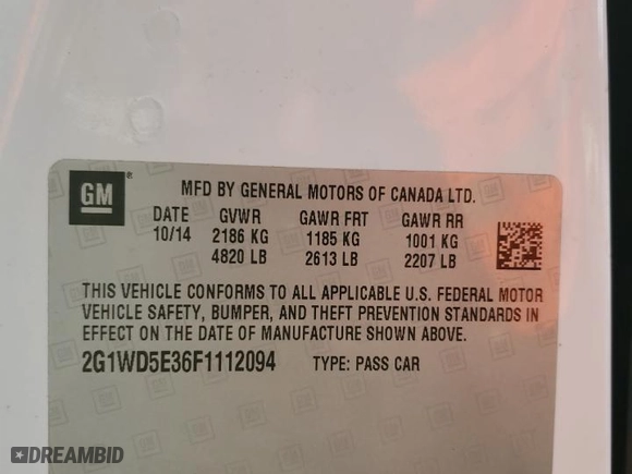 2015 Chevrolet Impala Limited Police Police with VIN 2G1WD5E36F1112094, listed as a Copart auction lot 83664544 with NaN miles and Salvage Title. Bid and sale history available at carsss.com. Image 15.