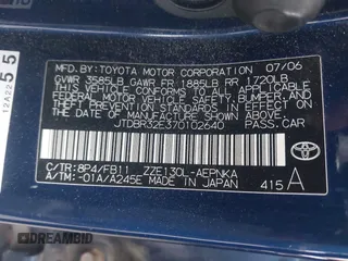 2007 Toyota Corolla CE with VIN JTDBR32E370102640, listed as a IAAI auction lot 41980922 with 199,825 mi miles. Bid and sale history available at carsss.com. Image 9.