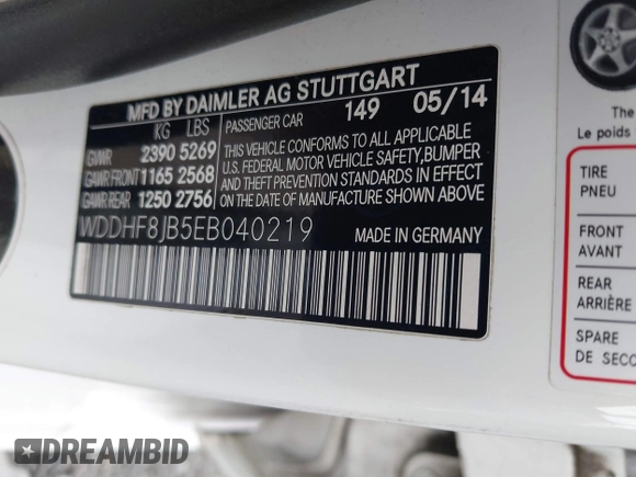 2014 Mercedes-Benz E 350 Luxury with VIN WDDHF8JB5EB040219, listed as a IAAI auction lot 42771799 with 65,454 mi miles and . Bid and sale history available at DreamBid. Image 9.