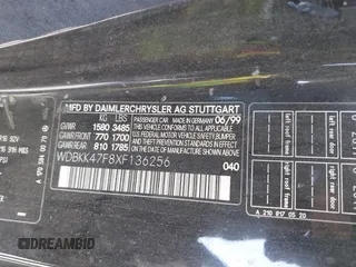 1999 Mercedes-Benz SLK 230/320 with VIN WDBKK47F8XF136256, listed as a IAAI auction lot 42192642 with 168,277 mi miles and . Bid and sale history available at DreamBid. Image 9.