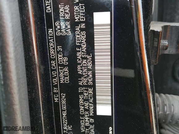 2020 Volvo S60 R-Design with VIN 7JRA22TM6LG038242, listed as a Copart auction lot 77043984 with 103,382 mi miles and Salvage Title. Bid and sale history available at carsss.com. Image 12.