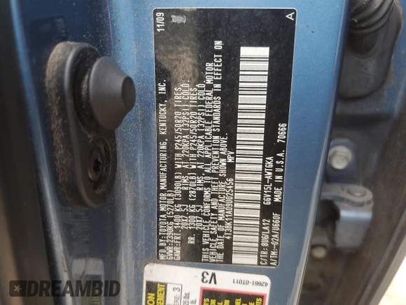 2009 Toyota Venza z VIN 4T3BK11A09U025456, wystawiony jako Copart lot #55720655 z przebiegiem 120 202 mil mil oraz Szkoda całkowita • Salvage title. Historia ofert i sprzedaży dostępna na DreamBid. Obrazek 12.