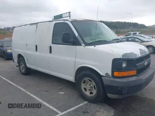 2004 Chevrolet Express Cargo Van with VIN 1GCFG15X241101221, listed as a IAAI auction lot 42012481 with 139,786 mi miles. Bid and sale history available at carsss.com. Image 1.
