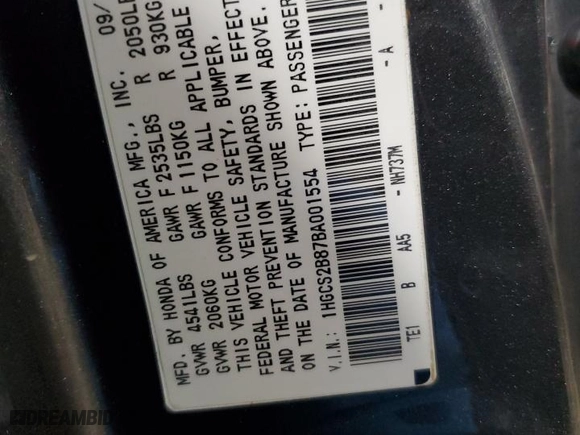 2011 Honda Accord Cpe EX-L with VIN 1HGCS2B87BA001554, listed as a Copart auction lot 46263155 with 148,331 mi miles and Salvage Title. Bid and sale history available at carsss.com. Image 15.