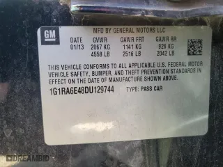 2013 Chevrolet Volt with VIN 1G1RA6E48DU129744, listed as a Copart auction lot 52030295 with 0 mi miles and Clean Title. Bid and sale history available at carsss.com. Image 12.
