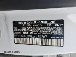 2019 Mercedes-Benz A 220 with VIN WDD3G4EB9KW025267, listed as a Copart auction lot 51281345 with 85,004 mi miles and Clean Title. Bid and sale history available at DreamBid. Image 12.