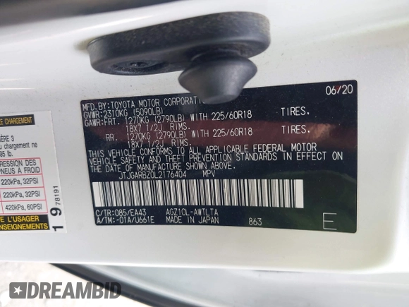 2020 Lexus NX 300 with VIN JTJGARBZ0L2176404, listed as a IAAI auction lot 42043807 with 96,783 mi miles and . Bid and sale history available at DreamBid. Image 9.