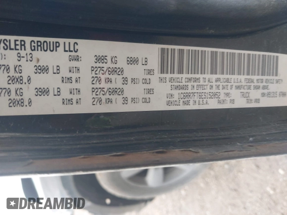 2014 Ram 1500 Express with VIN 1C6RR7FT6ES152052, listed as a IAAI auction lot 42076604 with 181,958 mi miles and . Bid and sale history available at DreamBid. Image 9.