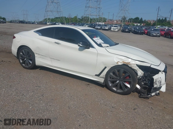 2022 Infiniti Q60 Red Sport 400 with VIN JN1FV7LL9NM680171, listed as a IAAI auction lot 42356846 with 36,248 mi miles and . Bid and sale history available at DreamBid. Image 1.