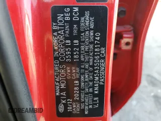 2013 Kia Rio LX with VIN KNADM5A35D6181740, listed as a Copart auction lot 70501354 with 111,062 mi miles and Salvage Title. Bid and sale history available at carsss.com. Image 13.