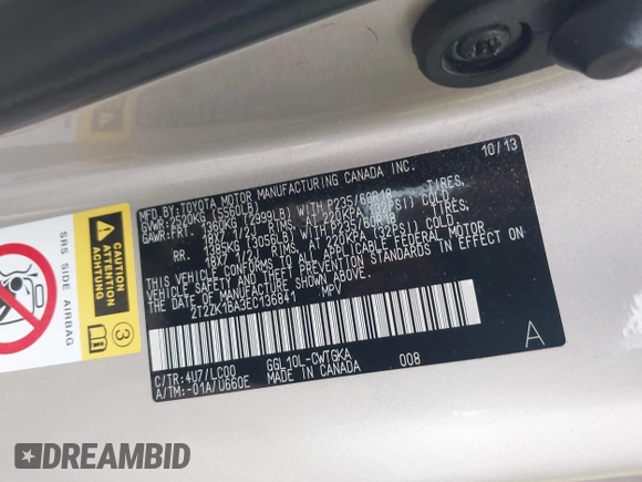 2014 Lexus RX 350 с VIN 2T2ZK1BA3EC136841, выставлен на аукционе IAAI как лот 42325531 с пробегом 200 568 миль миль и . История ставок и продаж доступна на DreamBid. Изображение 9.