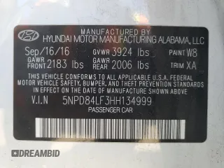 2017 Hyundai Elantra SE with VIN 5NPD84LF3HH134999, listed as a Copart auction lot 59849305 with 90,063 mi miles and Salvage title. Bid and sale history available at DreamBid. Image 12.