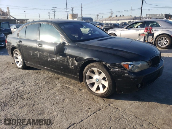 2006 BMW 7 Series 750i with VIN WBAHL83516DT01293, listed as a Copart auction lot 49506035 with Not provided miles and Salvage title. Bid and sale history available at DreamBid. Image 4.