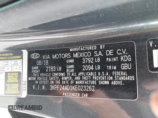 2019 Kia Forte LXS with VIN 3KPF24AD1KE023262, listed as a IAAI auction lot 42363329 with 110,724 mi miles and . Bid and sale history available at DreamBid. Image 9.